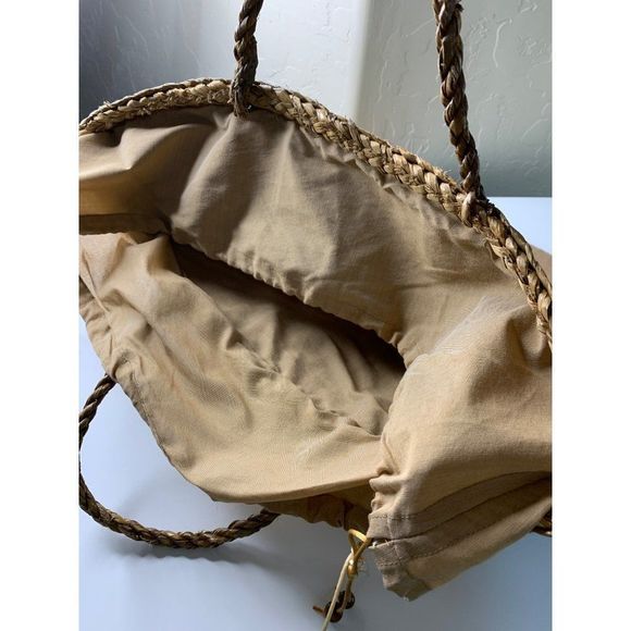 Womens Xlarge Straw Tote Mother of Pearl Bali Seashell Bag Handmade Resort 5215 - Picture 7 of 10